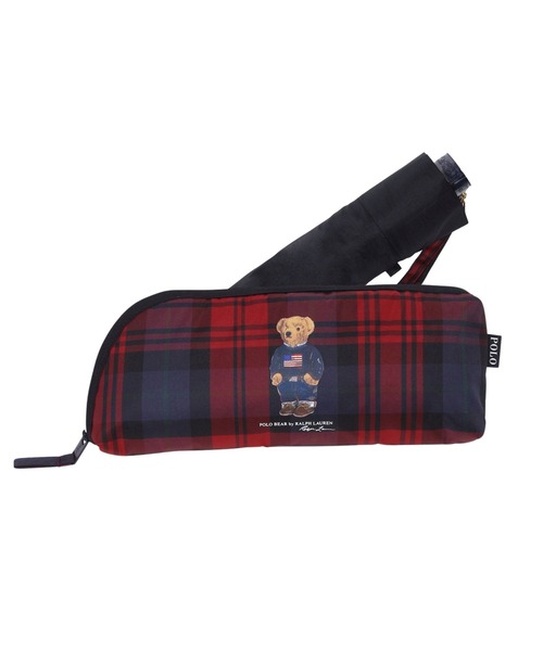 WEB限定】折りたたみ傘 吸水傘袋付 'POLO BEAR 無地×チェック