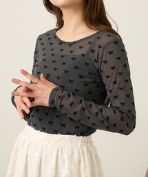 MAGASIN DE MODE Chou Chou（マガジンデモードシュシュ）の「【MAGASIN DE MODE Chou Chou】シアーリボンフロッキープルオーバー DTK（Tシャツ/カットソー）」