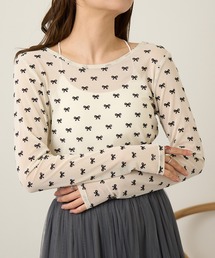 MAGASIN DE MODE Chou Chou（マガジンデモードシュシュ）の「【MAGASIN DE MODE Chou Chou】シアーリボンフロッキープルオーバー DTK（Tシャツ/カットソー）」