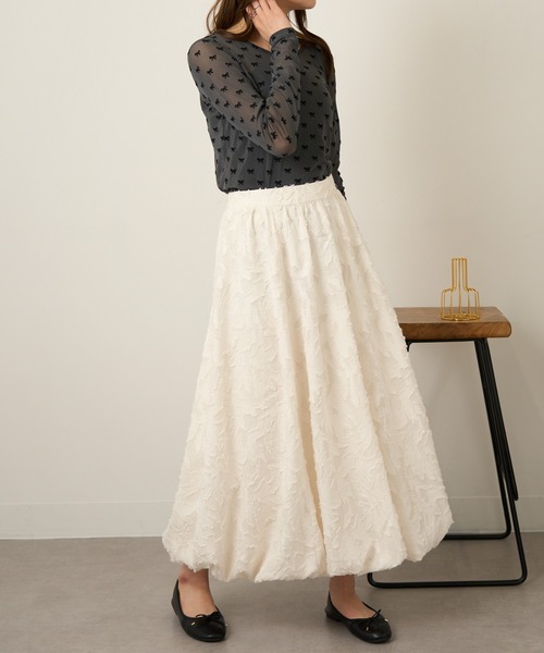 MAGASIN DE MODE Chou Chou(マガジンデモードシュシュ)の「【MAGASIN DE MODE Chou Chou】シアーリボンフロッキープルオーバー DTK(Tシャツ/カットソー・レディース・グレー/アイボリー/ブラック・FREE)」の8枚目の写真