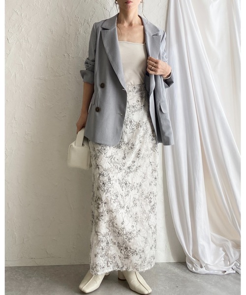 She's Closet(シーズクローゼット)の「花柄シアージャガードハイウエストナローロングフリンジスカート(スカート・レディース・ベージュ/オフホワイト・FREE)」の14枚目の写真
