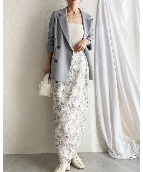 She's Closet(シーズクローゼット)の「花柄シアージャガードハイウエストナローロングフリンジスカート(スカート・レディース・ベージュ/オフホワイト・FREE)」の15枚目の写真