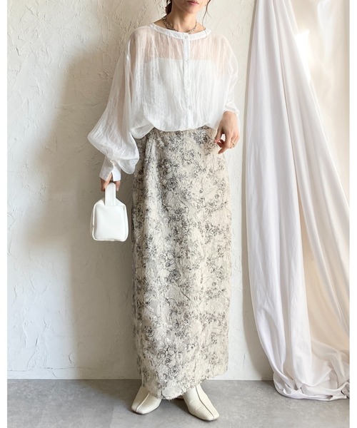 She's Closet(シーズクローゼット)の「花柄シアージャガードハイウエストナローロングフリンジスカート(スカート・レディース・ベージュ/オフホワイト・FREE)」の16枚目の写真