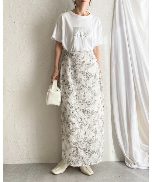 She's Closet(シーズクローゼット)の「花柄シアージャガードハイウエストナローロングフリンジスカート(スカート・レディース・ベージュ/オフホワイト・FREE)」の19枚目の写真