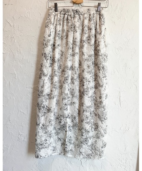 She's Closet(シーズクローゼット)の「花柄シアージャガードハイウエストナローロングフリンジスカート(スカート・レディース・ベージュ/オフホワイト・FREE)」の12枚目の写真
