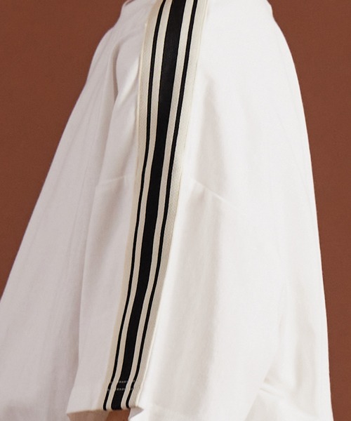 PAIRMANON STREET（ペアマノンストリート）の「【PAIRMANON STREET】袖 ラインテープ 半袖 Tシャツ（Tシャツ/カットソー・キッズ・ピンク/ブラック/ホワイト/ベージュ・90/160/110/140/120/100/150/130）」の10枚目の写真