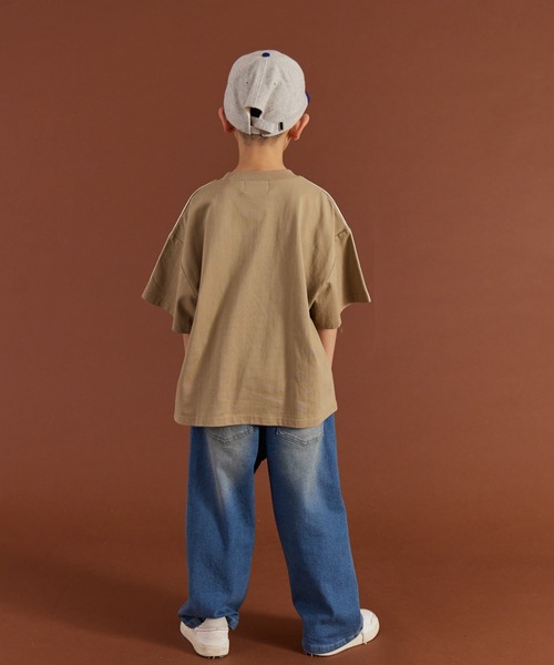 PAIRMANON STREET（ペアマノンストリート）の「【PAIRMANON STREET】袖 ラインテープ 半袖 Tシャツ（Tシャツ/カットソー・キッズ・ピンク/ブラック/ホワイト/ベージュ・90/160/110/140/120/100/150/130）」の21枚目の写真