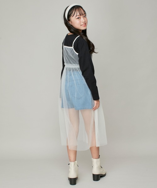 JENNI love（ジェニィラブ）の「【セットアイテム・コットン100％】チュールキャミワンピ＋ロンTセット（ワンピース・キッズ・グレー/サックスブルー/オフホワイト・130cm/140cm/150cm/160cm）」の22枚目の写真