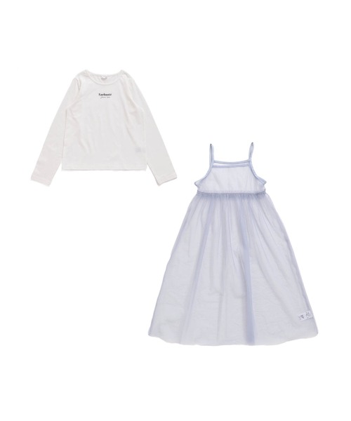 JENNI love（ジェニィラブ）の「【セットアイテム・コットン100％】チュールキャミワンピ＋ロンTセット（ワンピース・キッズ・グレー/サックスブルー/オフホワイト・130cm/140cm/150cm/160cm）」の10枚目の写真