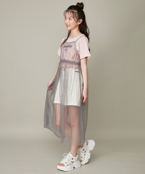 JENNI love（ジェニィラブ）の「【セットアイテム・コットン100％】チュールキャミワンピ＋ロンTセット（ワンピース・キッズ・グレー/サックスブルー/オフホワイト・130cm/140cm/150cm/160cm）」の5枚目の写真