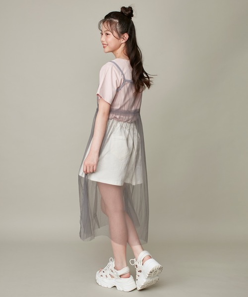 JENNI love（ジェニィラブ）の「【セットアイテム・コットン100％】チュールキャミワンピ＋ロンTセット（ワンピース・キッズ・グレー/サックスブルー/オフホワイト・130cm/140cm/150cm/160cm）」の6枚目の写真