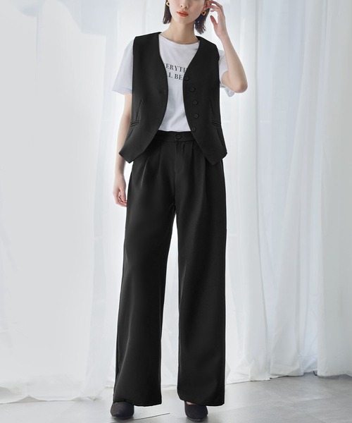 ノースリーブベスト ワイドパンツ セットアップ スーツ