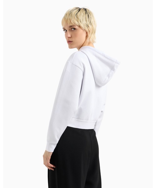 ARMANI EXCHANGE(アルマーニエクスチェンジ)の「【A|X アルマーニ エクスチェンジ】ICON フーデッドジップアップスウェットシャツ(スウェット・レディース・ホワイト/ブラック・SMALL/MEDIUM/X-SMALL/LARGE/X-LARGE)」の3枚目の写真