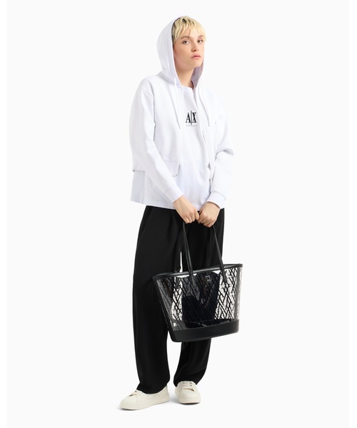 ARMANI EXCHANGE(アルマーニエクスチェンジ)の「【A|X アルマーニ エクスチェンジ】ICON フーデッドジップアップスウェットシャツ(スウェット・レディース・ホワイト/ブラック・SMALL/MEDIUM/X-SMALL/LARGE/X-LARGE)」の5枚目の写真