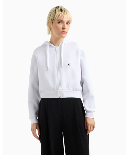 ARMANI EXCHANGE(アルマーニエクスチェンジ)の「【A|X アルマーニ エクスチェンジ】ICON フーデッドジップアップスウェットシャツ(スウェット・レディース・ホワイト/ブラック・SMALL/MEDIUM/X-SMALL/LARGE/X-LARGE)」の15枚目の写真