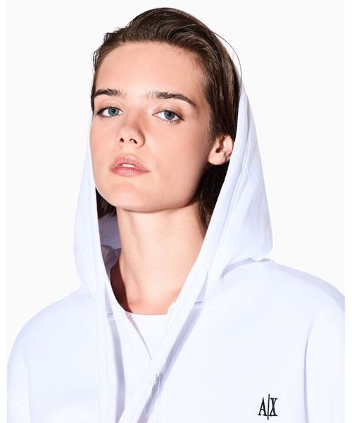 ARMANI EXCHANGE(アルマーニエクスチェンジ)の「【A|X アルマーニ エクスチェンジ】ICON フーデッドジップアップスウェットシャツ(スウェット・レディース・ホワイト/ブラック・SMALL/MEDIUM/X-SMALL/LARGE/X-LARGE)」の17枚目の写真