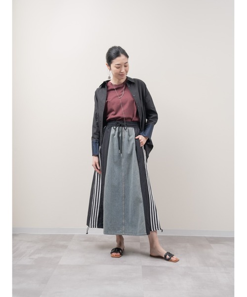 DOLLUPOOPS（ドールアップウップス）の「サイドラインヘムドロストデニムドッキングスカート（デニムスカート・レディース・ブラック/カーキ/ベージュ・38）」の6枚目の写真