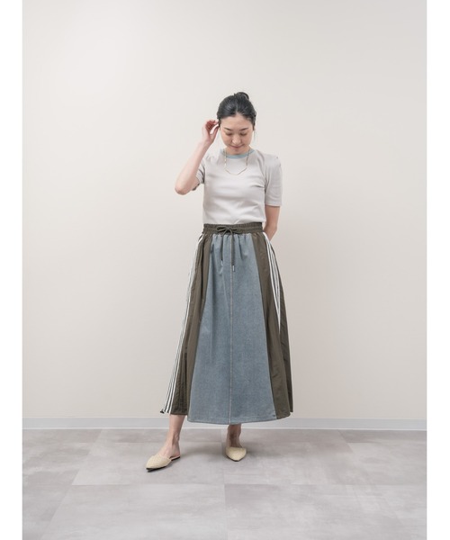 DOLLUPOOPS（ドールアップウップス）の「サイドラインヘムドロストデニムドッキングスカート（デニムスカート・レディース・ブラック/カーキ/ベージュ・38）」の12枚目の写真