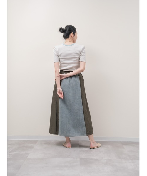 DOLLUPOOPS（ドールアップウップス）の「サイドラインヘムドロストデニムドッキングスカート（デニムスカート・レディース・ブラック/カーキ/ベージュ・38）」の14枚目の写真