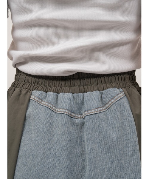 DOLLUPOOPS（ドールアップウップス）の「サイドラインヘムドロストデニムドッキングスカート（デニムスカート・レディース・ブラック/カーキ/ベージュ・38）」の4枚目の写真