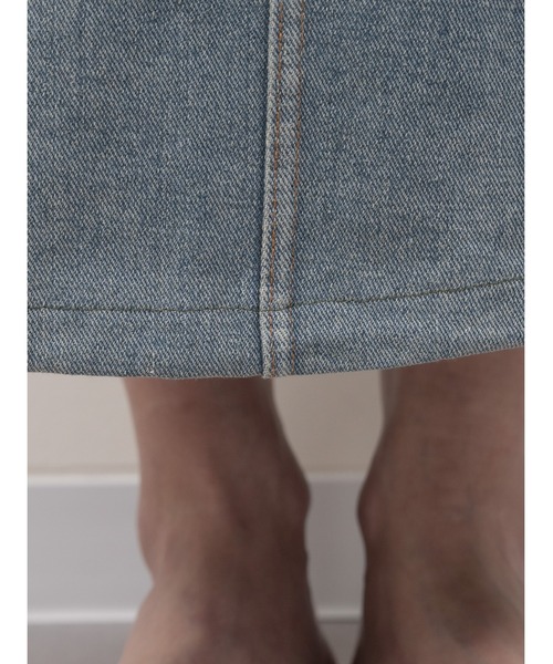 DOLLUPOOPS（ドールアップウップス）の「サイドラインヘムドロストデニムドッキングスカート（デニムスカート・レディース・ブラック/カーキ/ベージュ・38）」の5枚目の写真