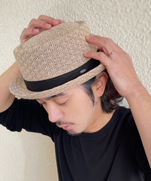 polcadot（ポルカドット）の「LINEN MIX REFRESHING THERMO PORKPIE HAT/リネンミックス サーモ ポークパイハット（ハット・メンズ・ベージュ/ブラック/グレー・FREE）」の3枚目の写真