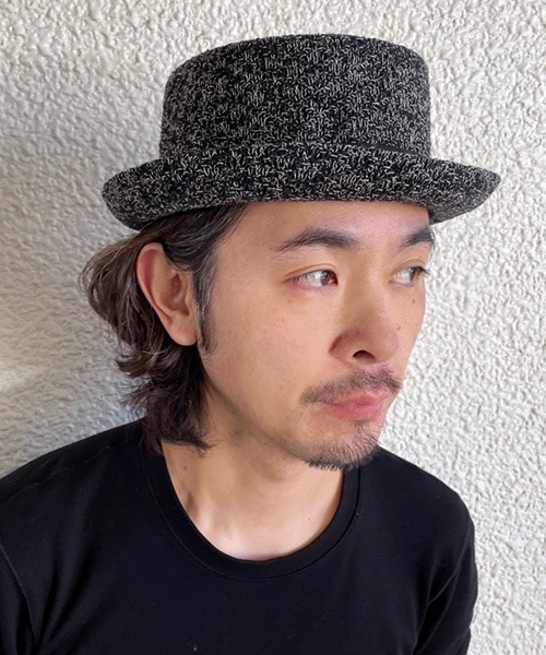 polcadot（ポルカドット）の「LINEN MIX REFRESHING THERMO PORKPIE HAT/リネンミックス サーモ ポークパイハット（ハット・メンズ・ベージュ/ブラック/グレー・FREE）」の2枚目の写真