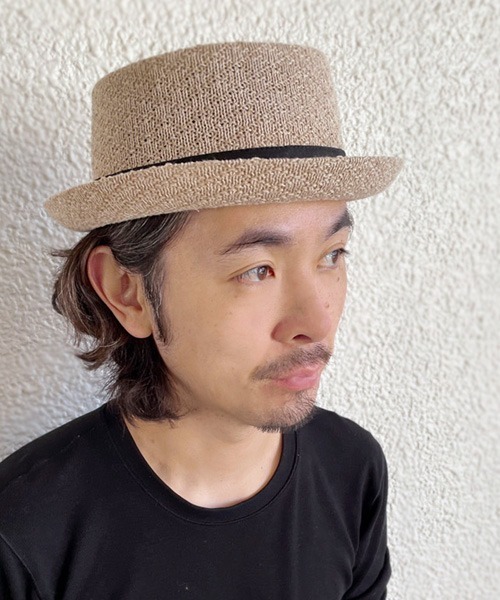 polcadot（ポルカドット）の「LINEN MIX REFRESHING THERMO PORKPIE HAT/リネンミックス サーモ ポークパイハット（ハット・メンズ・ベージュ/ブラック/グレー・FREE）」の5枚目の写真