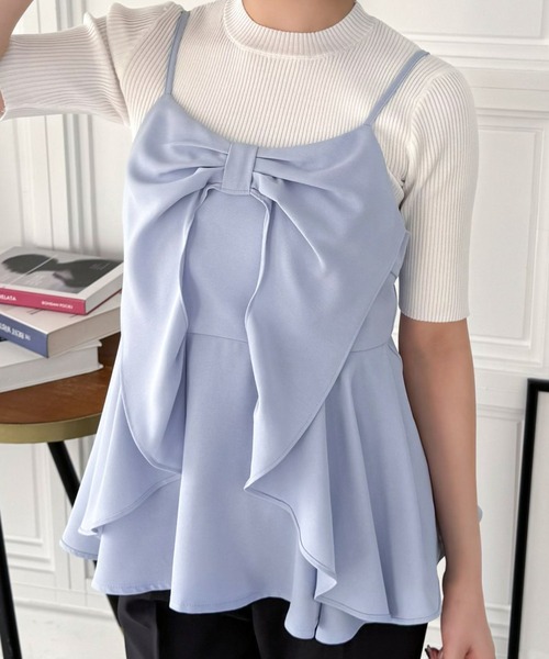 clear（クリア）の「ビッグリボンデザインビスチェ[バレエコア ガーリー]（キャミソール・レディース・ブラック/アイボリー/ブラック系その他/ブルーグレー/イエロー/レッド系その他/ホワイト系その他・F）」の6枚目の写真