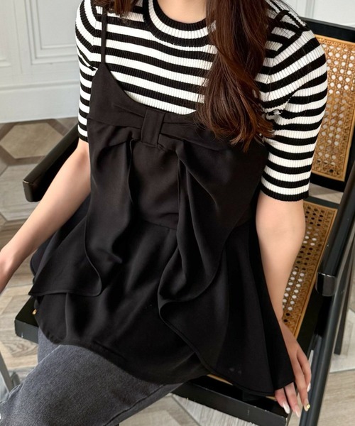 clear（クリア）の「ビッグリボンデザインビスチェ[バレエコア ガーリー]（キャミソール・レディース・ブラック/アイボリー/ブラック系その他/ブルーグレー/イエロー/レッド系その他/ホワイト系その他・F）」の4枚目の写真