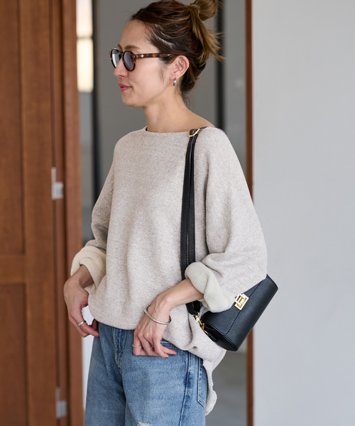 FRAMeWORK（フレームワーク）の「≪追加≫コットンリヨセルボートネックSWEAT（スウェット・レディース・ブラック/ホワイト系その他/グレー・FREE）」の9枚目の写真