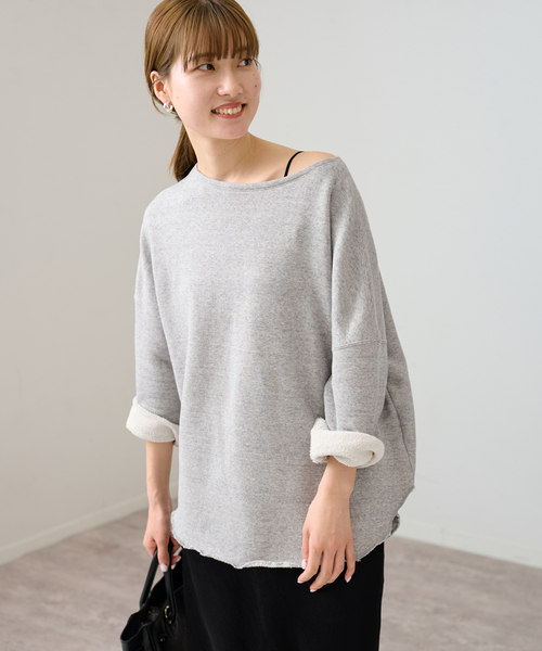 新品【FRAMeWORK】コットンリヨセルボートネックSWEAT グレー ≪追加≫コットンリヨセルボートネックSWEAT（スウェット