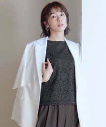 クレープストレッチレースコンビ ニット