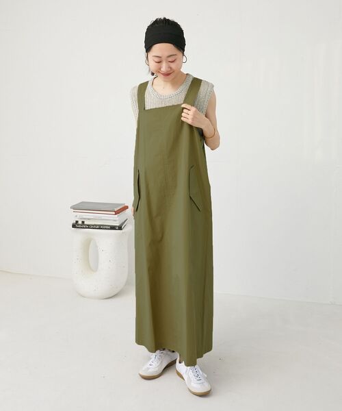 le.coeur blanc(ルクールブラン)の「《WEB限定アイテム》タイプライターサロペット(サロペット/オーバーオール・レディース・ベージュ/カーキオリーブ/チャコールグレー・38)」の3枚目の写真