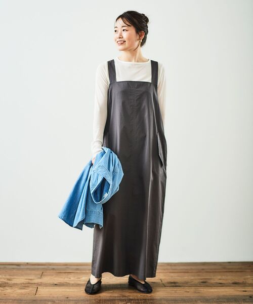 le.coeur blanc(ルクールブラン)の「《WEB限定アイテム》タイプライターサロペット(サロペット/オーバーオール・レディース・ベージュ/カーキオリーブ/チャコールグレー・38)」の7枚目の写真