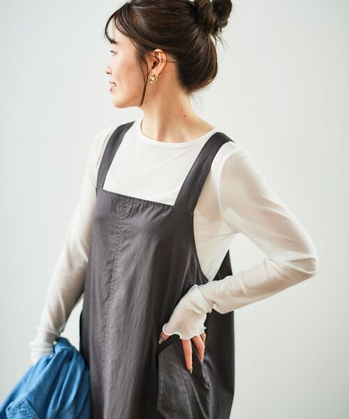 le.coeur blanc(ルクールブラン)の「《WEB限定アイテム》タイプライターサロペット(サロペット/オーバーオール・レディース・ベージュ/カーキオリーブ/チャコールグレー・38)」の11枚目の写真