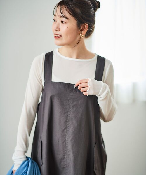 le.coeur blanc(ルクールブラン)の「《WEB限定アイテム》タイプライターサロペット(サロペット/オーバーオール・レディース・ベージュ/カーキオリーブ/チャコールグレー・38)」の12枚目の写真