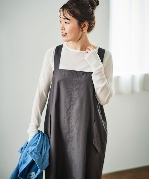 le.coeur blanc(ルクールブラン)の「《WEB限定アイテム》タイプライターサロペット(サロペット/オーバーオール・レディース・ベージュ/カーキオリーブ/チャコールグレー・38)」の13枚目の写真