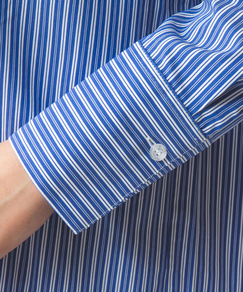 NARACAMICIE（ナラカミーチェ）の「【NARACAMICIE】ストライプクレリックバンドカラー長袖シャツ（シャツ/ブラウス・レディース・ブルー/ブラック・M/XL/L/S）」の14枚目の写真