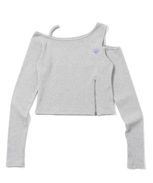 HTH（エイチティーエイチ）の「rib shoulder long tee（Tシャツ/カットソー・レディース・アッシュ/オレンジ/コーラルピンク・フリー）」の2枚目の写真