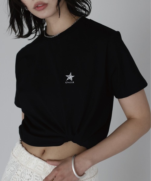 SOTT(ソット)の「GINGER star Tshirts GINGER星Tシャツ(Tシャツ/カットソー・レディース・ブラック/オフホワイト・FREE)」の2枚目の写真