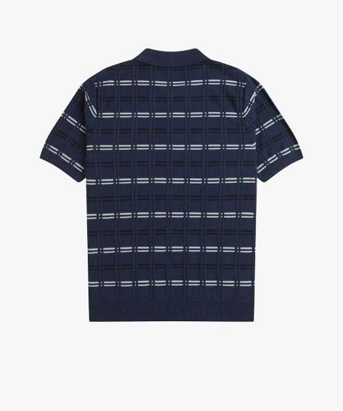 セール】Striped Rib Knitted Polo Shirt／ストライプリブニット
