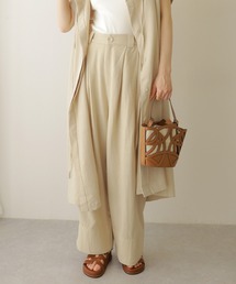 linen double tuck wide pants /麻混バックゴムダブルタックワイドパンツ