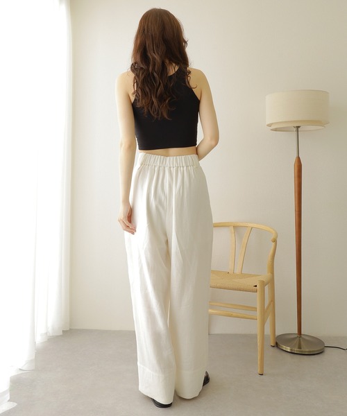 LAULEN（ローレン）の「linen double tuck wide pants /麻混バックゴムダブルタックワイドパンツ（その他パンツ・レディース・アイボリー/ベージュ・FREE）」の3枚目の写真