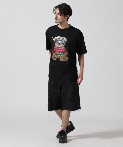STUD MUFFIN - coco 未使用品 スタッドマフィン STUD MUFFIN メンズ 半袖シャツ 3(M) 黒 ブラック モックネック ロゴ 30%OFF【STUD MUFFIN(スタッドマフィン)】5.6ozコットン天竺