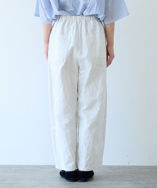 yuni（ユニ　）の「コットンリネンデニム　バックゴムパンツ（デニムパンツ・レディース・ホワイト/ネイビー/サックスブルー・S/M）」の9枚目の写真