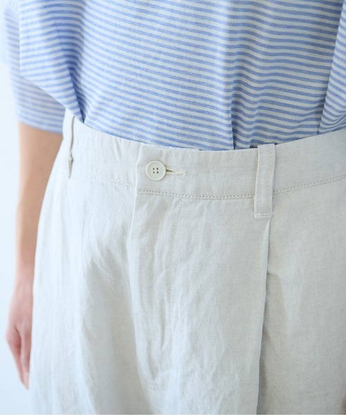 yuni（ユニ　）の「コットンリネンデニム　バックゴムパンツ（デニムパンツ・レディース・ホワイト/ネイビー/サックスブルー・S/M）」の8枚目の写真