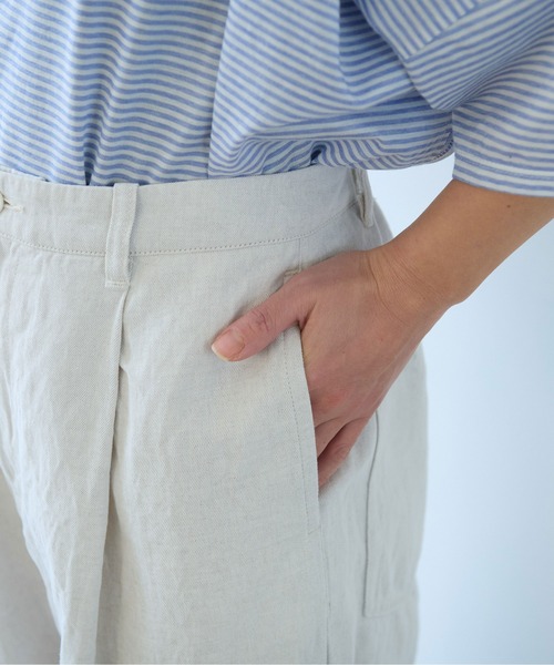 yuni（ユニ　）の「コットンリネンデニム　バックゴムパンツ（デニムパンツ・レディース・ホワイト/ネイビー/サックスブルー・S/M）」の7枚目の写真