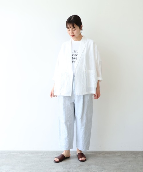 yuni（ユニ　）の「コットンリネンデニム　バックゴムパンツ（デニムパンツ・レディース・ホワイト/ネイビー/サックスブルー・S/M）」の20枚目の写真