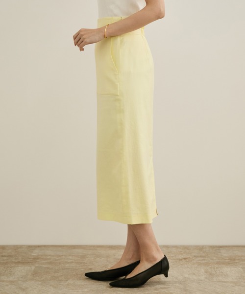 ROPE'（ロペ）の「【洗える】サテンリネン ポケット付きタイトスカート【34サイズ/J'aDoRe・店舗限定】/25SS（スカート・レディース・ブラウン/キナリ/イエロー/ネイビー・36/38/40）」の12枚目の写真